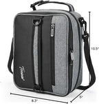 Tirrinia Expandable Insulated Lunch Bag for Men Women – Leakproof Reusable Cooler LunchBox for Kids & Adults with Shoulder Strap, Perfect for Work, School, Office, Travel,Dark Grey