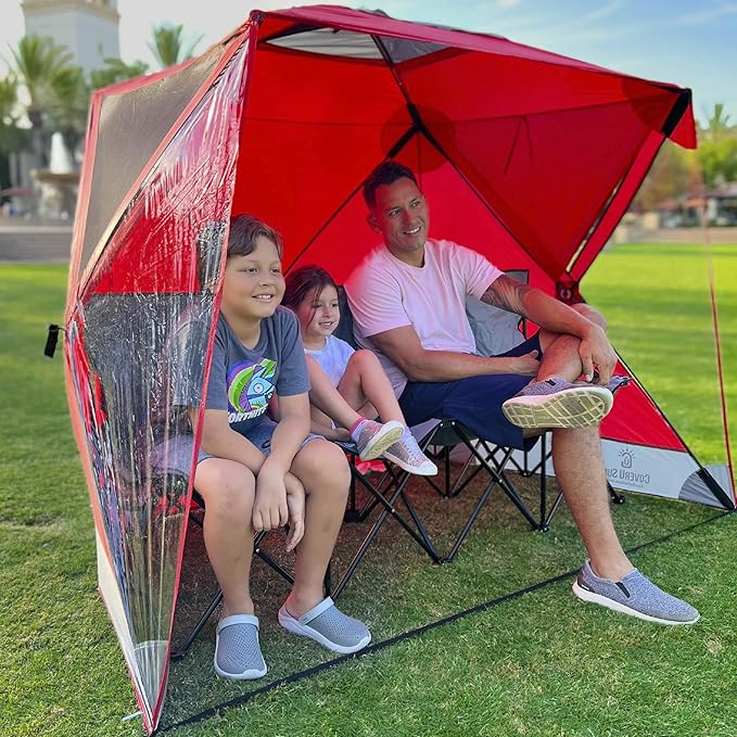 CoverU Sports Tent Pod For 3-4 People - RAIN or Sun Protection – NEW Large Pop Up Climate Canopy Shelter – Soccer, Football, Softball & Other Sporting Events and Parades - Patented and Patents Pending