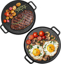Navaris Reversible Cast Iron Grill/Griddle - 12"(30cm) Pre-Seasoned with Handles, Flat & Ribbed Griddle Plate, Perfect for Stove, Grill, Oven, Campfire, Outdoor Cooking, Heavy-Duty