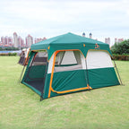 KTT Extra Large Tent 10-12-14 Person(A),Family Cabin Tents,2 Rooms,3 Doors and 3 Windows with Mesh,Straight Wall,Waterproof,Double Layer,Big Tent for Outdoor,Picnic,Camping,Family Gathering