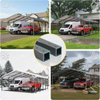 20x20 FT Metal Carport for 2 Cars, Heavy Duty Canopy Carport with Updated Roof & Enhanced Base, Garage Vertaile for RV Car, Truck, Boat, Tractors, Party, Grey