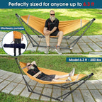 Tranquillo Adjustable Hammock Stand 2 Persons, Portable Hammock with Stand Collapsible – Lounge, Yard, Porch, Hammock Net with Carry Bag, Yellow