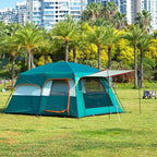 KTT Large Tent 6-8-10 Person,Family Cabin Tents,2 Rooms,2 Doors and 4 Windows with Mesh,Straight Wall,Waterproof,Double Layer,Big Tents for Outdoor,Picnic,Camping,Family Gathering