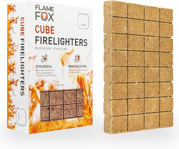 Flamefox Fire Cubes 320pcs - Quick Lighting Fire Starter for Fireplace, Wood Stove, BBQ, Camping - Easy Ignition, Long & Clean Burning, Weather Resistant Fire Lighter
