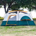 KTT Extra Large Tent 10-12-14 Person(B),Family Cabin Tents,2 Rooms,3 Doors and 3 Windows with Mesh,Straight Wall,Waterproof,Double Layer,Big Tent for Outdoor,Picnic,Camping,Family Gathering