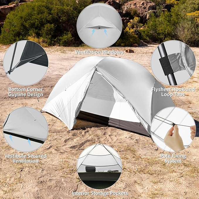 Naturehike Mongar Pro 1/2/3 Person Backpacking Tent,Waterproof Nylon Easy Setup Lightweight Camping Tent