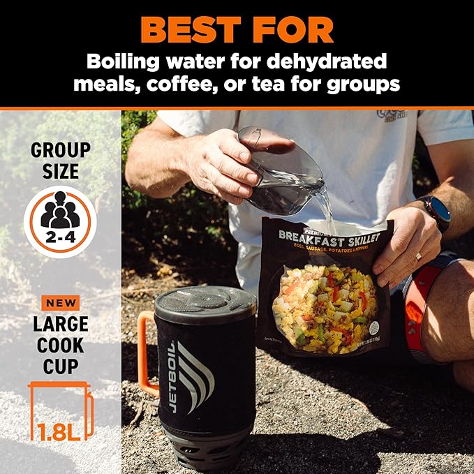 Jetboil Flash Portable Fast Boil Stove for Camping and Backpacking with 1-Step Auto Ignition, Propane/Isobutane Burner with Cooking Cup
