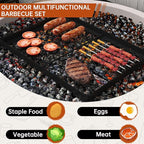 ABSCONDO Height-Adjustable Campfire Grill grate, Swivel Fire Pit Grilling Grate, Heavy Duty Portable Over Fire Cooking Grate with Handbag for Outdoor Camping Hiking Backpacking and Family Gatherings