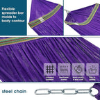 Tranquillo Collapsible Hammock Stand, Folding Camping Hammock and Stand, 600 lbs Capacity Double Hammock Stand for 2 Persons, Heavy Duty Folding Hammock for Indoor Outdoor, Quick Assembly, Purple