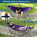 Tranquillo Collapsible Hammock Stand, Folding Camping Hammock and Stand, 600 lbs Capacity Double Hammock Stand for 2 Persons, Heavy Duty Folding Hammock for Indoor Outdoor, Quick Assembly, Purple