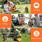 Honesorn Portable Rechargeable Fan 20000mAh, Camping Fan with LED Light & Remote, USB C Cordless Battery Powered, 4 Speeds Timer Hanging Hook for Travel Tent Outdoor Essentials - Orange