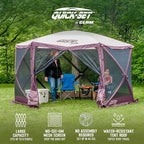 CLAM Pop-Up Screen Tent, 11.5' Outdoor Camping Gazebo, Portable 6-Sided Canopy with Ground Stakes & Carry Bag, Escape, Plum