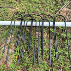 Heavy Duty Trampoline Anchors High Wind U-Shaped Sharp Ends Ground Anchor Galvanized Steel 11.8inch Safety Stakes for Soccer, Tents and Garden Decorations (Black 8pcs)