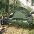 Portable Folding Camping Cot for Adults with Tent - 76" Single Elevated Camp Bed Includes Air Mattress, Sleeping Bag & Foot Pump, Compact & Lightweight for Hiking, Backpacking(76x32)