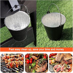 Drip Bucket and 15-Pack Disposable Foil Liners for Oklahoma Joe's, Traeger, Pit-Boss, Z Grill, Camp Chef, Grill Grease Liner Fits Most Offset Smoker, Rec Tec Pellet Grill Bucket, Black