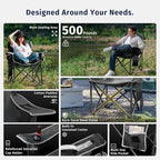 East Oak Oversized Camping Chair | Heavy Duty Camping Chairs | 500LBS Support, 600D Oxford, Cup Holder & Side Pocket | Ideal for Camping, Beach, Sports Events, Backyard & Tailgating | Gray