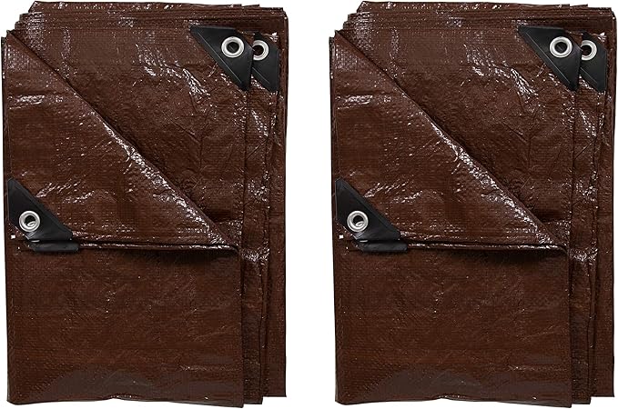 Stansport Light-Duty Rip-Stop Tarp 5' x 7' - Brown - 2 Pack (U-57-2) - Waterproof Tarp for Camping and Outdoor Use, Thick and Durable Cover with 3.5 Mil Thickness for Ultimate Protection