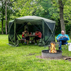 CLAM Pop Up Screen Tent, Outdoor Camping Gazebo Canopy, Escape, 11.5', Green - Heavy-Duty Portable Screened Shelter with Netting for Beach, Patio, and Backyard