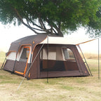 KTT Extra Large Tent 10-12-14 Person(B),Family Cabin Tents,2 Rooms,3 Doors and 3 Windows with Mesh,Straight Wall,Waterproof,Double Layer,Big Tent for Outdoor,Picnic,Camping,Family Gathering
