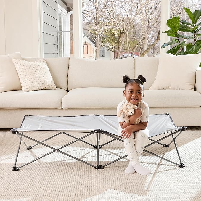 Regalo Extra Long My Cot Portable Toddler Bed - Gray 54x28x12 Inch