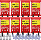 JJ CARE Fire Blanket for Home 40"x40" + 8 Hooks & 8 Gloves, Fire Suppression Blanket, Emergency Fire Blanket for People, Fire Blanket Kitchen, Emergency Use - White