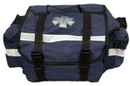 Primacare KB-RO74-B First Responder Trauma Bag, 17" x 9" x 7", Blue — EMT/EMS Medical Supply Organizer with Padded Dividers, Multiple Compartments, Side Pockets, Reflective Strip, Durable Design