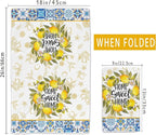 Lemon Kitchen Towels, Lemon Mediterranean Dish Towels Set of 2, Farmhouse Home Sweet Home Kitchen Decor, Summer Yellow Decorative Hand Tea Towels for Housewarming (18x26 Inches)