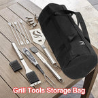 24" Grill Tool Storage Bag, Canvas, Black, Unisex, Classic Style, 60x24x24 cm/24 * 9.4 * 9.4 inches, Zipper Closure, Hand Strap, Perfect for Outdoor Grilling, Camping, Hiking