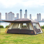 KTT Extra Large Tent 12 Person(A),Awning Family Cabin Tents,2 Rooms,4 Doors and 4 Windows with Mesh,Straight Wall,Waterproof,Double Layer,Big Tent for Outdoor,Picnic,Camping,Family Gathering。
