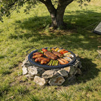 onlyfire Round Fire Pit Grill Grate, Heavy-Duty Steel Cooking Grate with X-Marks Design, Portable Campfire Grill for Outdoor BBQ, Camping, Picnics - 30 Inch