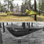 Night Cat Flat Lay Hammock Tent: Portable Lightweight Camping Hammock with Mosquito Net Waterproof Rainfly for 1 Person Outdoor Camping Green