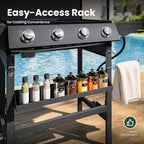 3 in 1 Propane Griddle Grill Stove Combo,4-Burner Propane Gas BBQ Grill with Porcelain-Enameled Cast lron Grates & Plate, 52,000 BTU Barbecue Combo Grill for Outdoor Cooking Camping Patio Backyard