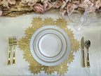 OCCASIONS 50 Blue Plastic Plates (25 Guests) - Heavyweight Disposable Set with Gold Rim - 25 x 10.5" Dinner + 25 x 7.5" Salad/Dessert for Weddings & Parties - Ritz Blue and Gold