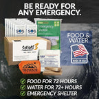 Sirius 3-72 Hour Survival Kit & Emergency Preparedness - Food, Water & Shelter for 72 Hours - 5 Year Shelf Life - Food & Water Rations
