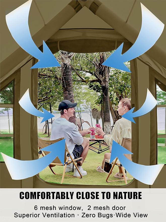 Inflatable Tents for Camping - Easy Blow Up Glamping Tent with Hand Pump, Waterproof PVC Air Inflatable Tent House for Family Weekend Camping