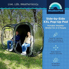 WeatherPod® The Original Shark Tank Side-by-Side™ 2-4 Person Pop-Up Pod - Stay Warm, Dry, and Out of The Sun - Weather Pod for Sports, Rain, or Wind - Simple to Set Up and Tear Down