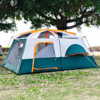 KTT Extra Large Tent 10-12-14 Person(B),Family Cabin Tents,2 Rooms,3 Doors and 3 Windows with Mesh,Straight Wall,Waterproof,Double Layer,Big Tent for Outdoor,Picnic,Camping,Family Gathering