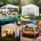 SANWAY 10x10 Pop Up Canopy Tent with Sidewalls x 4 – Easy Setup Canopy Tent, Waterproof, UV-Resistant, Portable with Carry Bag for Outdoor Events, Camping, and Backyard Parties – White