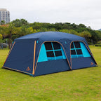 KTT Extra Large Tent 12 Person,Family Cabin Tents,Awning,2 Rooms,4 Doors and 4 Windows with Mesh,Straight Wall,Waterproof,Double Layer,Big Tent for Outdoor,Picnic,Camping,Family Gathering