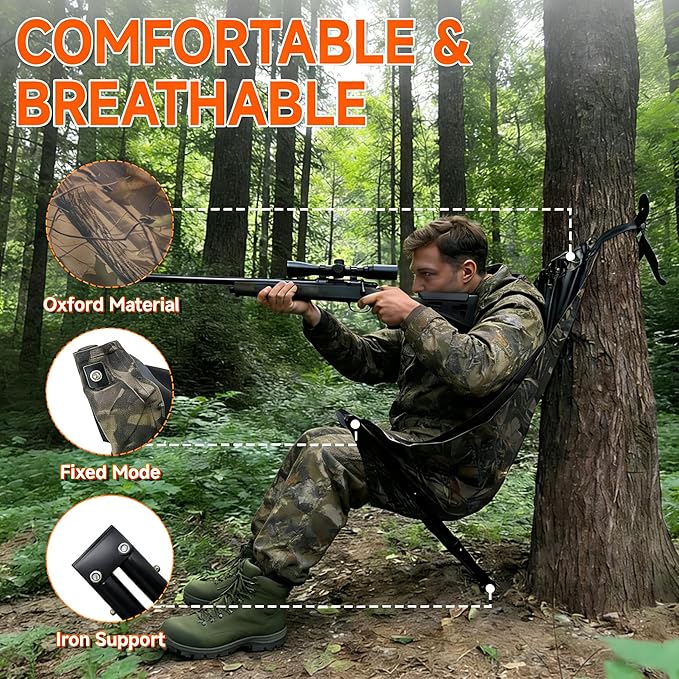 Outdoors Low Down Hunting Tree Seat,Adjustable Height,Camping Chair Turkey Hunting Chair Hunting Hammock Chair Portable and Light Weight Camping Stool on Tree