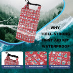 Boat First Aid Kit Waterproof, WELL-STRONG Marine Emergency Kit with Roll Top Dry Bag for Boating Fishing Kayaking – Water-Resistant Contents for Camping & Beach（Christmas）