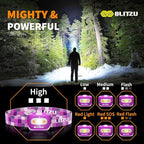 LED Headlamp Flashlight for Adults & Kids, Lightweight, Waterproof Head Lamp with White & Red Light, Comfortable Headband, Perfect for Running, Camping, Hiking, 3 AAA Batteries Included, Purple