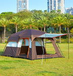 KTT Extra Large Tent 10-12-14 Person(Style-B),Family Cabin Tents,2 Rooms,3 Doors and 3 Windows with Mesh,Straight Wall,Waterproof,Double Layer,Big Tent for Outdoor,Picnic,Camping,Family Gathering