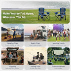 East Oak Oversized Camping Chair | Heavy Duty Camping Chairs | 500LBS Support, 600D Oxford, Cup Holder & Side Pocket | Ideal for Camping, Beach, Sports Events| Blue&Grey