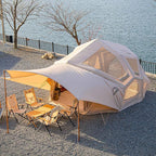 Coody Inflatable Canvas Camping Tents with Stove Jack – Premium Air Beam Family Glamping Tent, Breathable Cotton Canvas, Fast Setup Air Tent with Pump