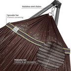 Tranquillo Combo x2 Hammocks with Stand for Outside & Tree Straps, Heavy Duty Hammock with Stand 600lbs for Indoor Outdoor Patio Backyard, x2 Hammocks for 2 Person (Combo - Brown, Medium)