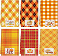Zubebe 6 Pcs Thanksgiving Dish Towels 18 x 28 Inch Fall Kitchen Towels Hand Cotton Buffalo Plaid Pumpkin Autumn Decoration Truck Maple Leaf Sunflower Dishcloth for Farmhouse Home Cooking Baking