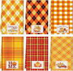 Zubebe 6 Pcs Thanksgiving Dish Towels 18 x 28 Inch Fall Kitchen Towels Hand Cotton Buffalo Plaid Pumpkin Autumn Decoration Truck Maple Leaf Sunflower Dishcloth for Farmhouse Home Cooking Baking