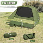 REDCAMP 1 Person Camping Cot Tent for Adults, Waterproof Elevated Tent with Cot for Trip, Picnic, Army Green 75"x28"x48"