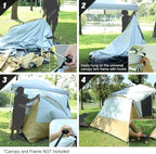 REDCAMP Camping Side Tent for Pop Up Canopy, Easy Setup Water-Resistant Camping Tent Attachment for 10' Wide Canopy, Fit 2 Person, Khaki (Frame/Shelter NOT Included)